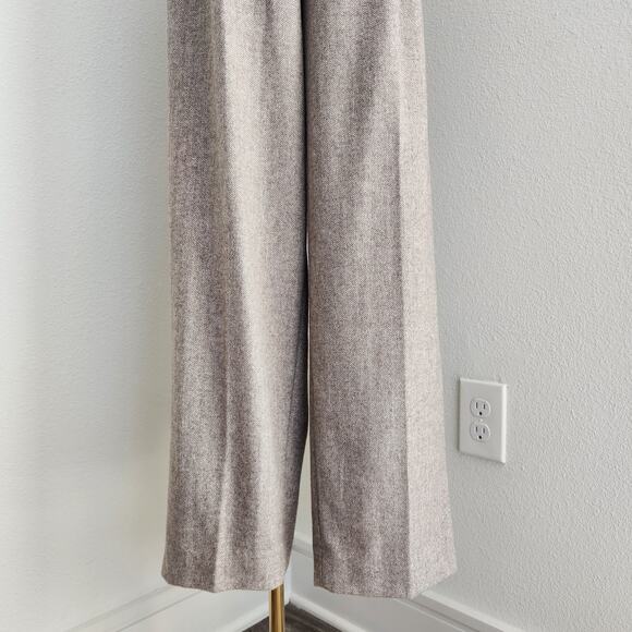 Banana Republic High Rise Straight Leg Beige Herringbone Wool Blend Trouser Pant - Picture 4 of 14